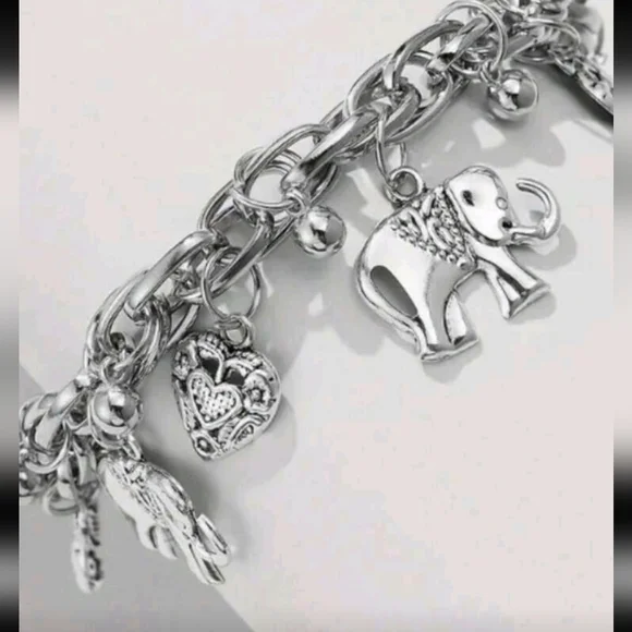 Silver Plated elephant Charm Ankle Bracelet Stainless Steel Womens Jewelry - Picture 7 of 7
